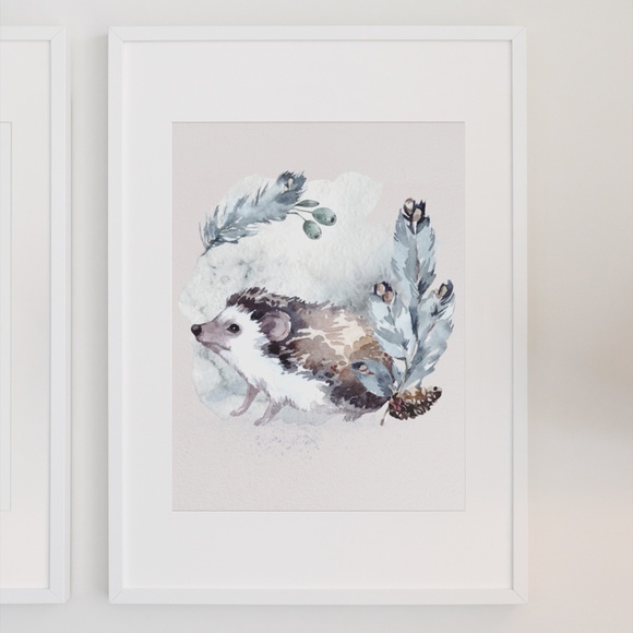 Watercolor Hedgehog Wall Art Print Poster Unframed - Picture 4 of 17